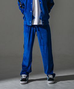 VELOUR SEMIWIDE TUCK PT / ベロア トラックパンツ (ネイビー) (9月中旬入荷予定) ※オーダー締切:5月23日(土)17時