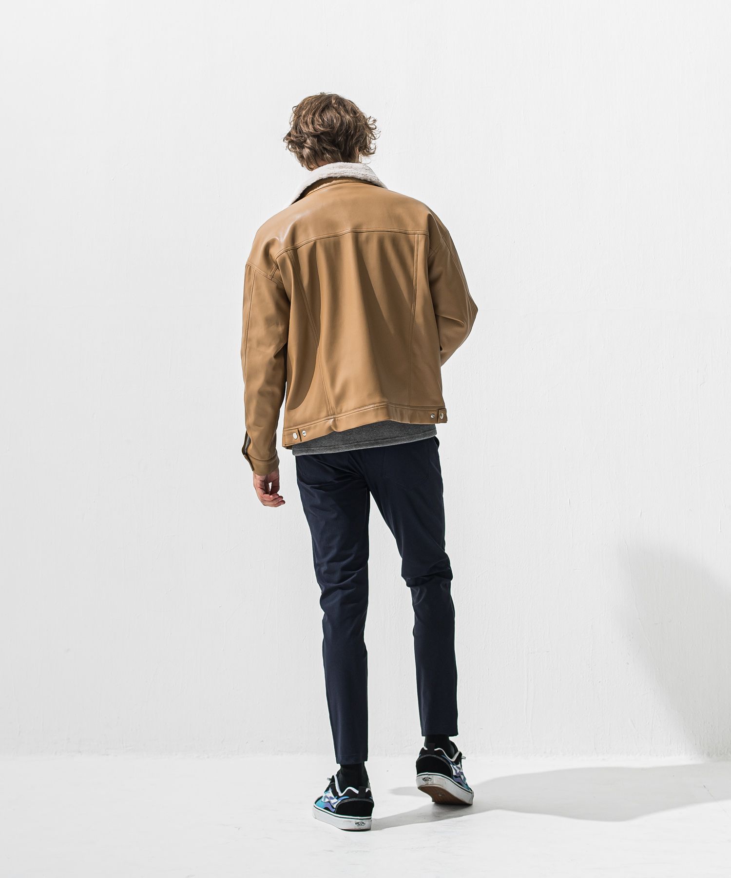 CHRIS EASY HEAT TUCK PANTS / 【定番商品】 ナイロンストレッチ 裏起毛 スラックスイージータックパンツ (ネイビー) (10月下旬入荷予定) ※オーダー締切:9月7日(月)17時