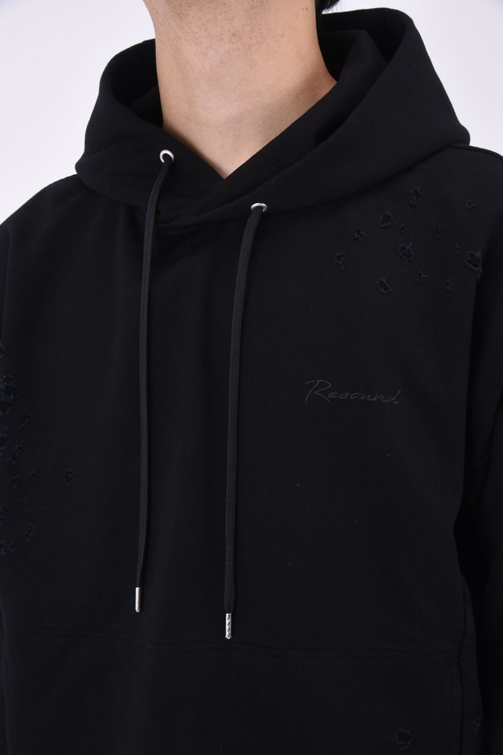 VINTEAGE LOOSE HOODIE / ルーズフィット パーカー クラッシュブラック