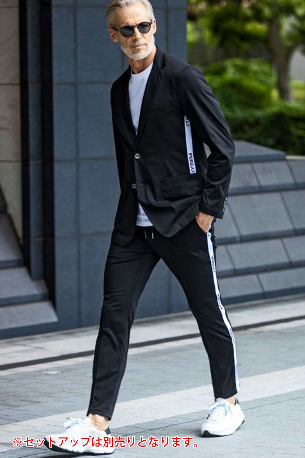 SILKET LINE SLACKS / サイドライン シルケットスラックス ブラック