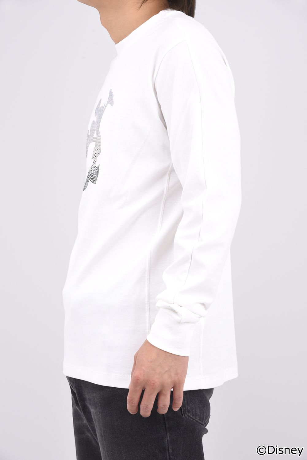 【26AW】 MICKEY SILHOUETTE GRADATION LINESTONE L/S / ミッキーシルエット グラデーション ラインストーン ロングスリーブTシャツ (ホワイト)