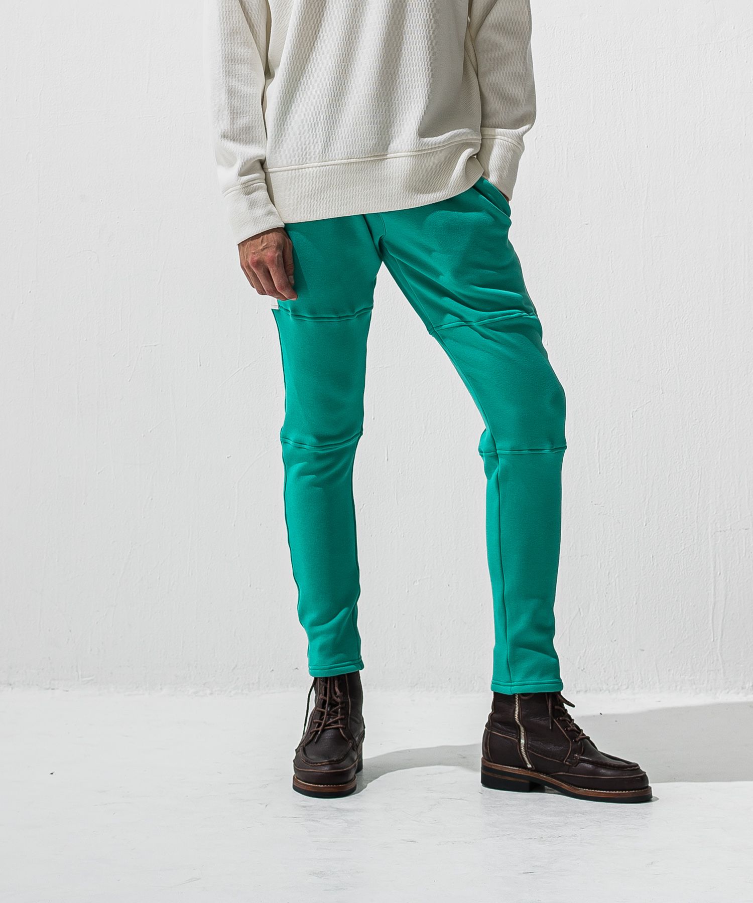 VELOURS FLEECE JT PT / 裏起毛 ベロアフリース ワンタックラインパンツ (ブルーグリーン) (11月中旬入荷予定) ※オーダー締切:9月7日(月)17時