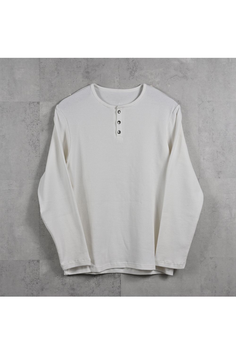 WAFFLE HENRY TEE / ワッフル ヘンリーTシャツ (ホワイト) (1月中旬入荷予定)