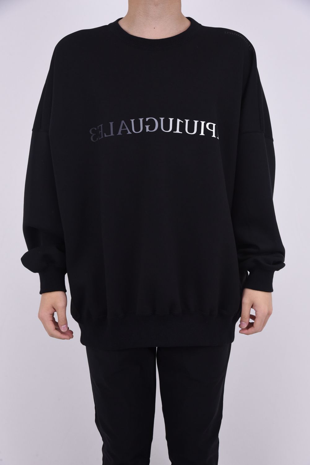 113 SPORT COMFORT BIG CREW / 113ロゴ ストレッチ ジャージ ビッグクルー ブラック