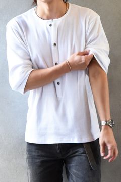 RIB HENRY LONGSLEAVE / ヘンリーネック リブニットロングスリーブTシャツ (ホワイト)
