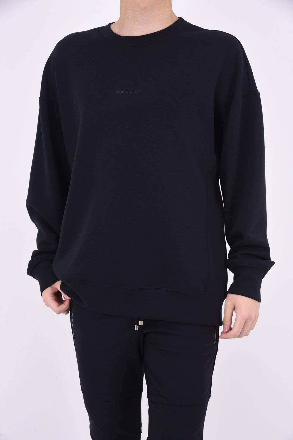 未使用級 1piu1uguale3 総柄 ハーフジップ Tシャツ ブラック 黒 1PIU1UGUALE3 - L/S CREW / ロゴプリント ロングスリーブ クルー