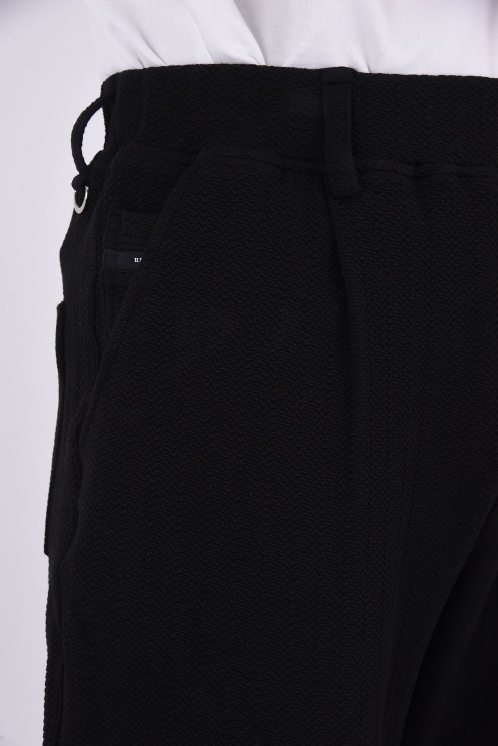 SEMI WIDE TUCK PANTS / ブリスターニット セミワイド ワンタックイージーパンツ (ブラック)