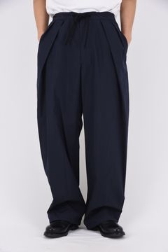 DRAWSTRING WIDE TROUSERS / ドローストリング ワイドパンツ (ネイビー）
