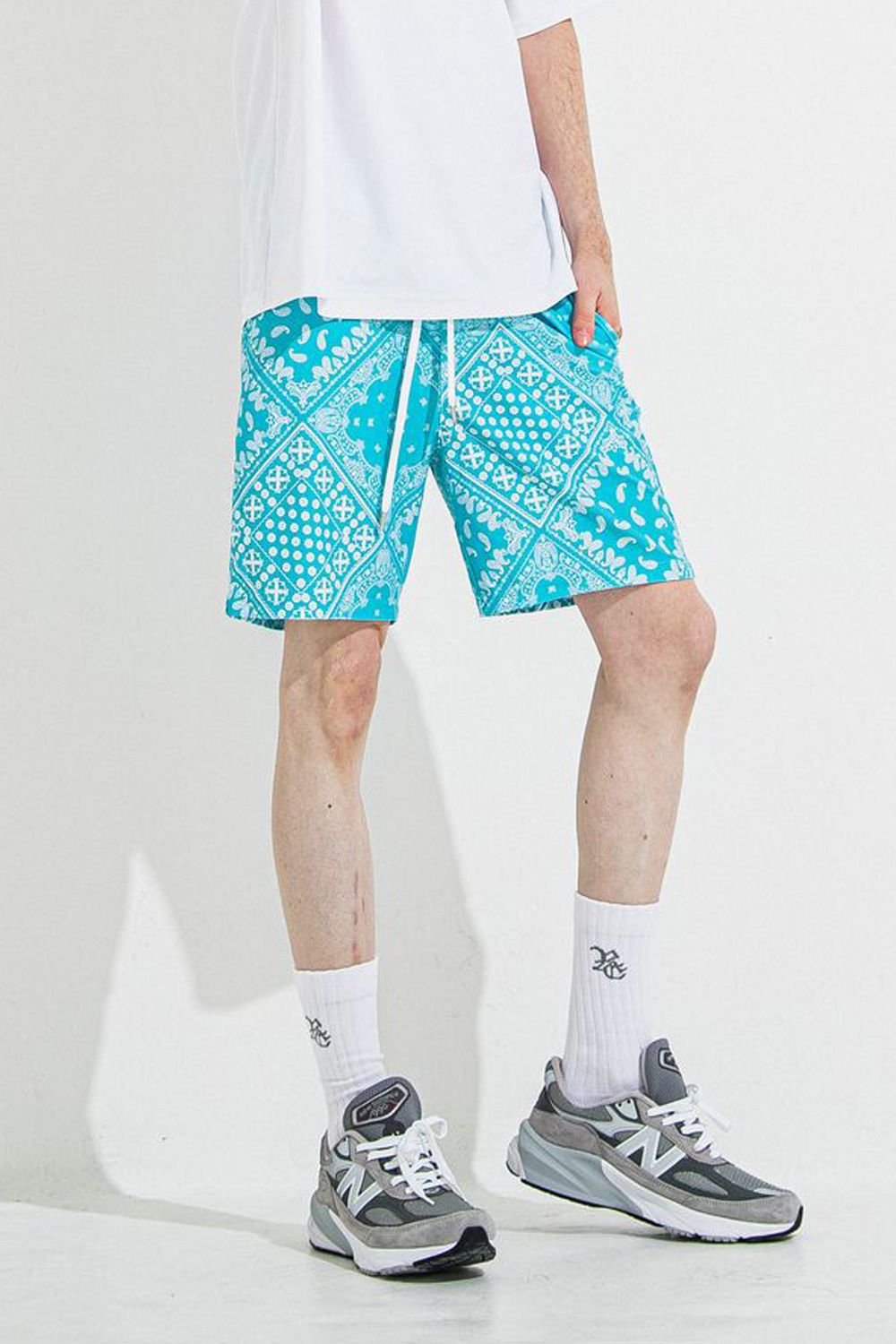 RUSH SHORTS / ラッシュガード バンダナ柄 ショートパンツ グリーン