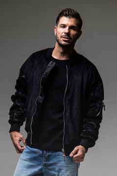 DAVID JACKET / ドロップショルダー フライトジャケット ボアブラック
