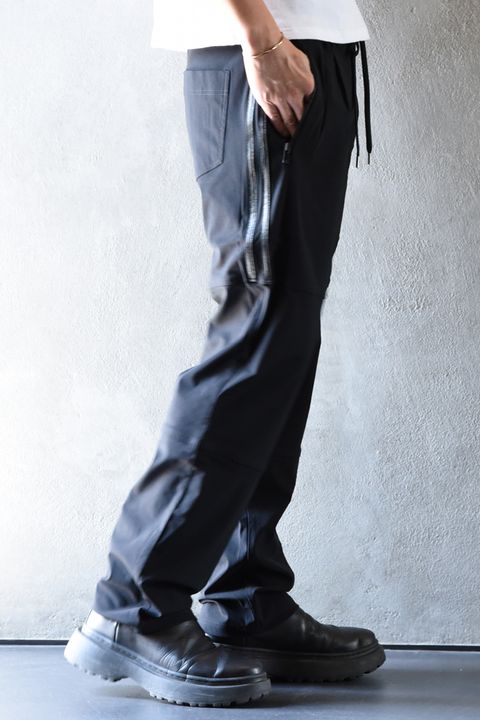 Johnson LINE WIDE PT / 360°ストレッチ ワイドシルエット ジョンソンラインパンツ (ブラック/ブラック)