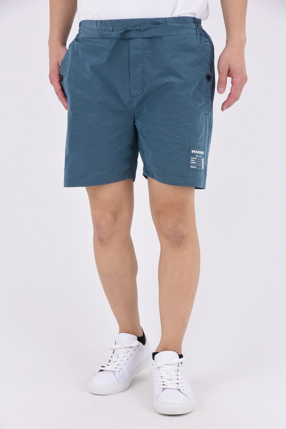 SALTWATER PATCH PANTS / 水陸両用 光沢ナイロン ショートパンツ (ブルー)