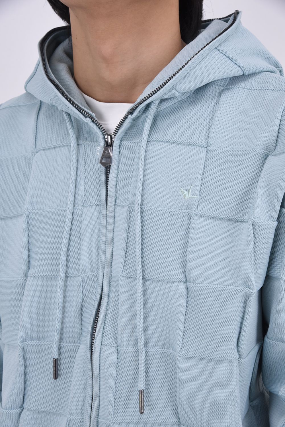 【26SS】 INTRECCIATO HOODIE / イントレチャート ジップパーカー (サックス)