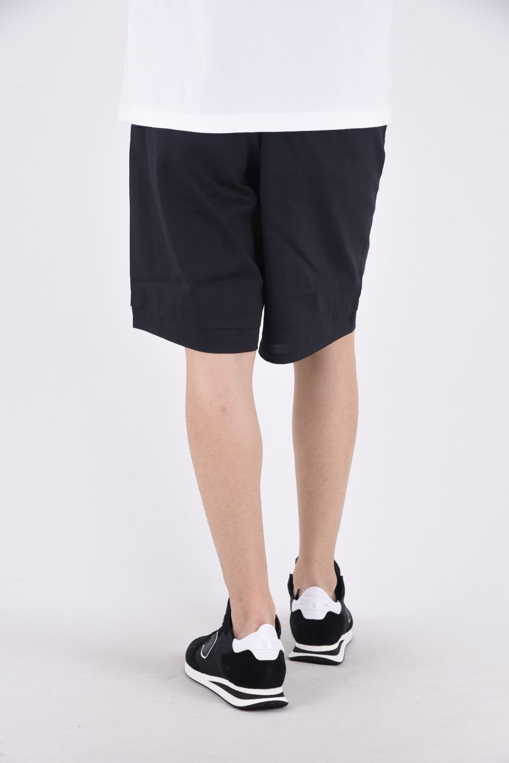LAYERED EASY HALF PANTS / レイヤード イージー ワイドショーツ ブラック