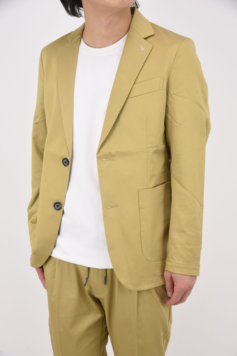 【25AW】 BRIGHT STRETCH JACKET & SLACKS / 微光沢素材 ストレッチジャケット&スラックスセットアップ (ベージュ)