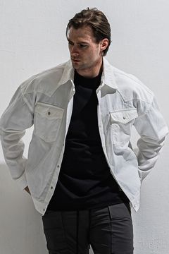 WESTAN JK / ヴィンテージダンガリー生地 ウエスタンシャツジャケット (ホワイト) (3月中旬入荷予定) ※オーダー締切12/13(土)17:00