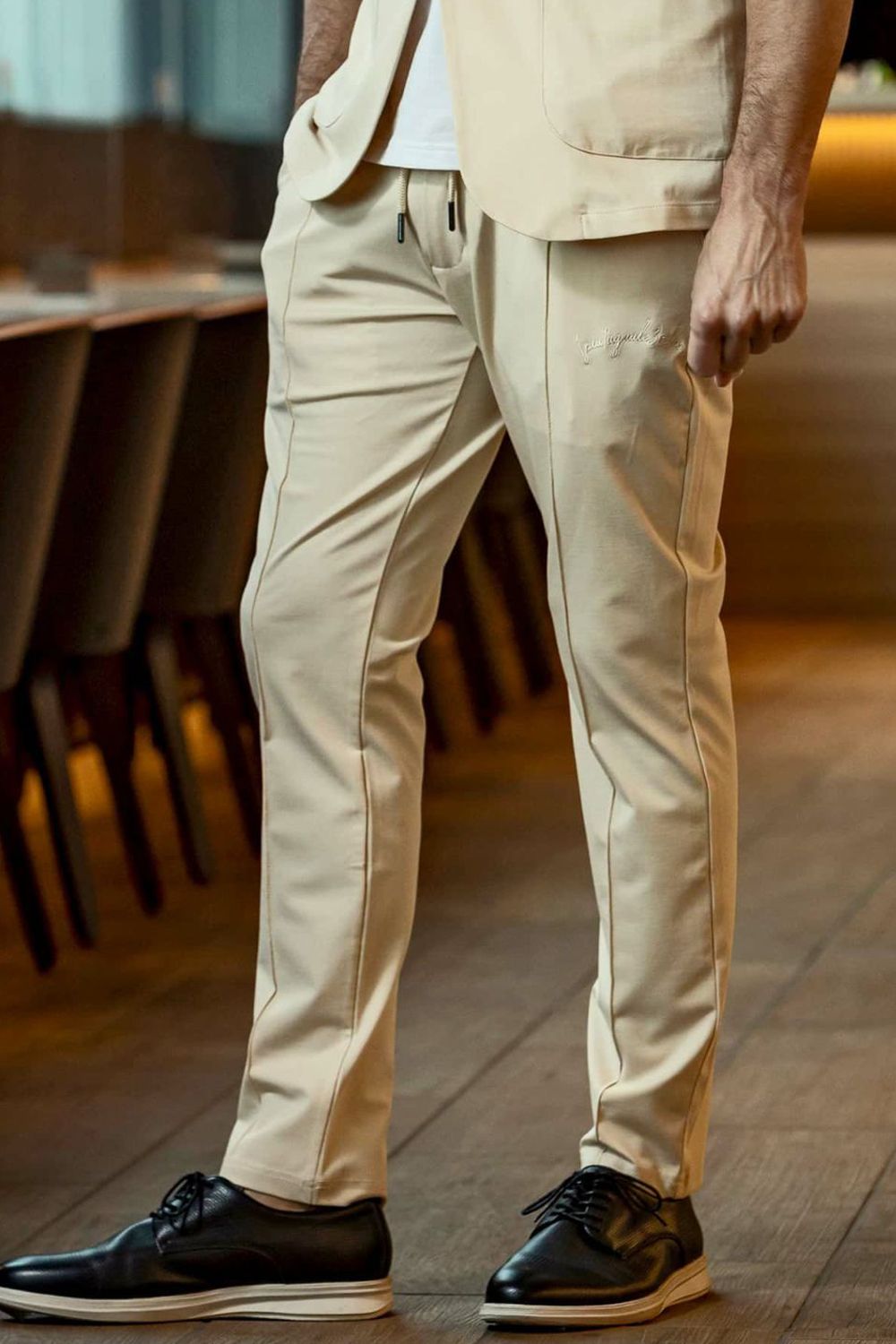 CUT AND SEW SLACKS / アーチロゴ カットソー スラックス ベージュ