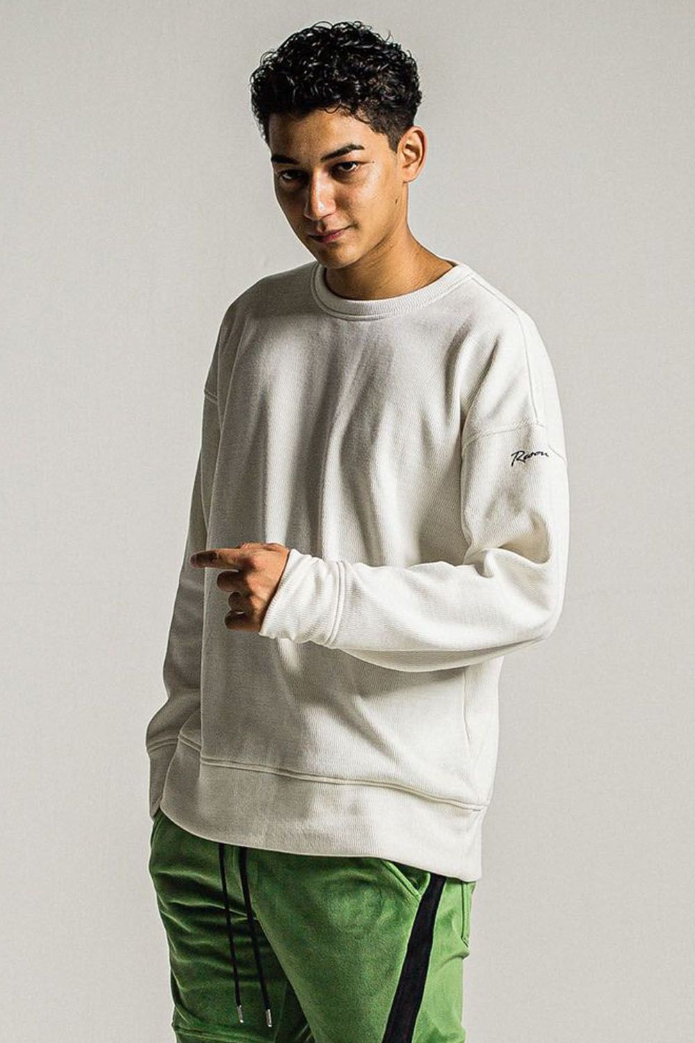 THERMAL LOOSE TRAINER / 【定番商品】 裏特殊起毛 ハニカムサーマル ルーズトレーナー ホワイト