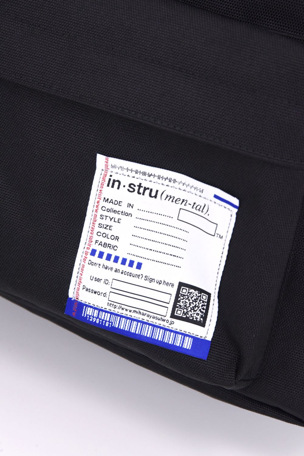 【in・stru(men-tal).】 BACKPACK （M) / バックパック Mサイズ （ブラック)