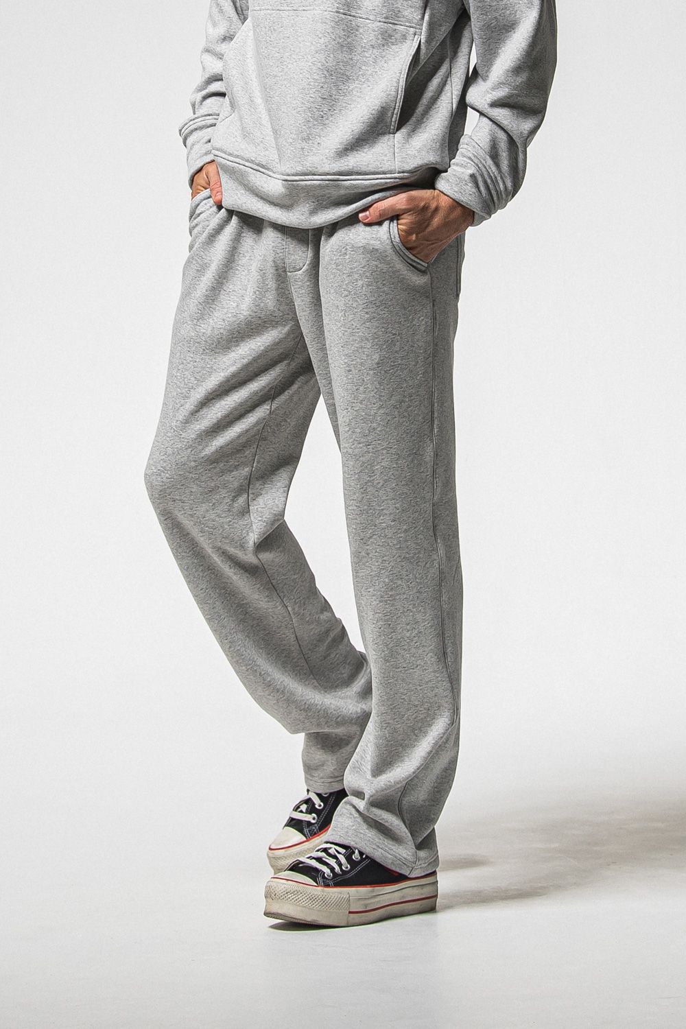 VELOURS FLEECE WIDE TUCK PANTS / 裏起毛 ベロアフリース セミワイド ワンタック イージーパンツ (グレー) (11月中旬入荷予定) ※オーダー締切：9月1日(月)18:00