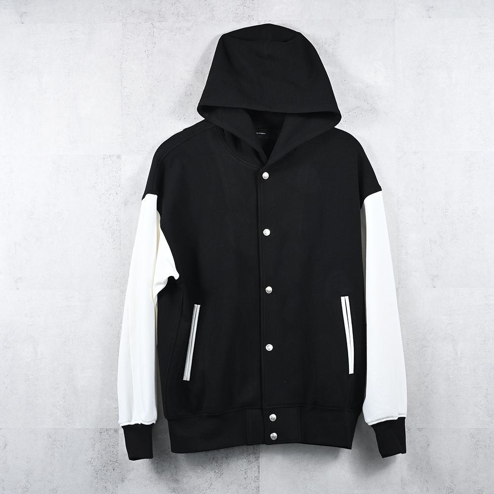 blister Varsity hoodie / ブリスターニット フード付きスタジャン (ブラック/ホワイト) (8月末入荷予定) ※オーダー締切:5月23日(土)17時