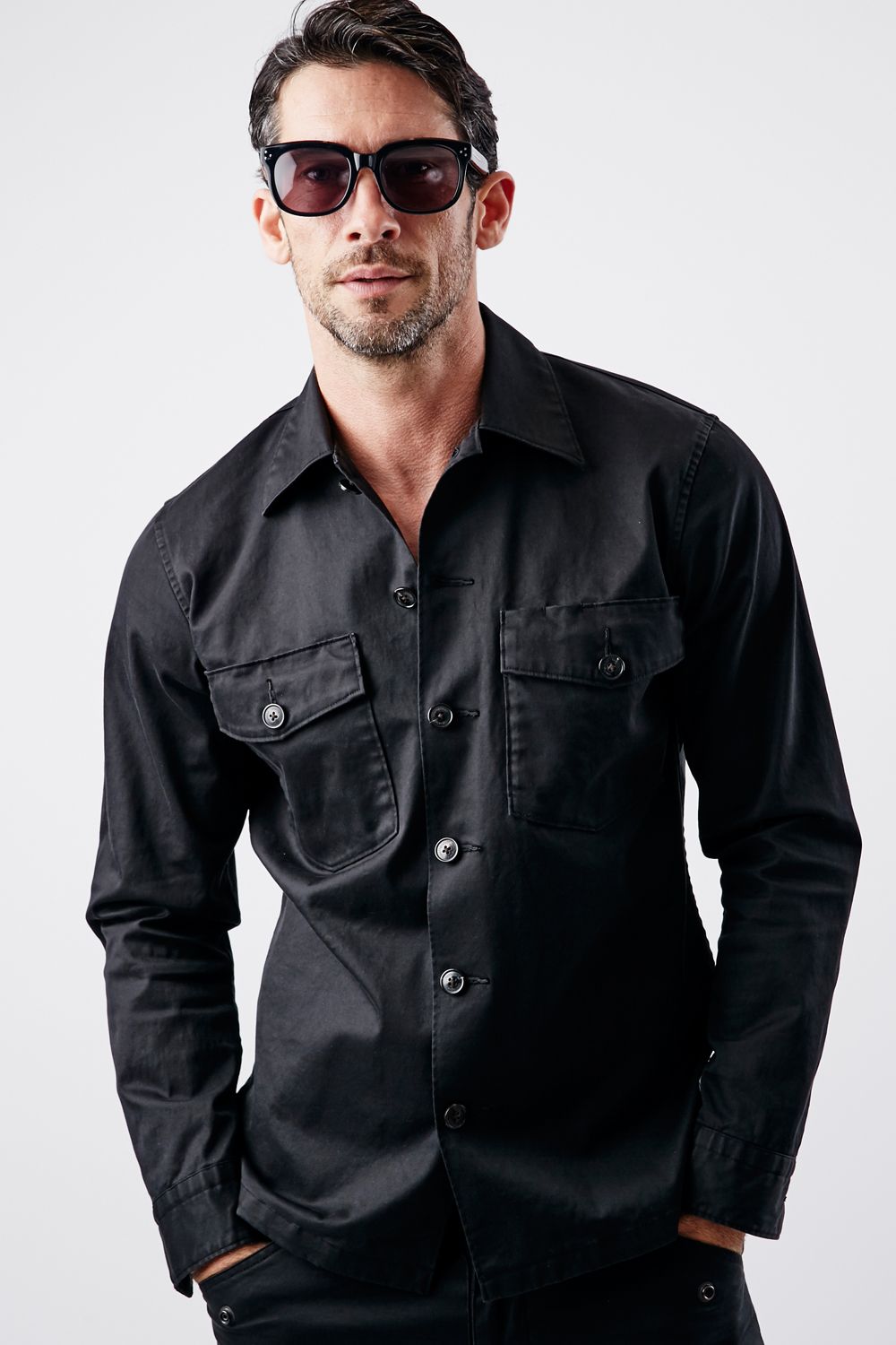 【BLACK MILITARY Vol.11】 UTILITY L/S SHIRTS-BLACK (8月末頃入荷予定 )※オーダー締切7/28(水)11:59迄