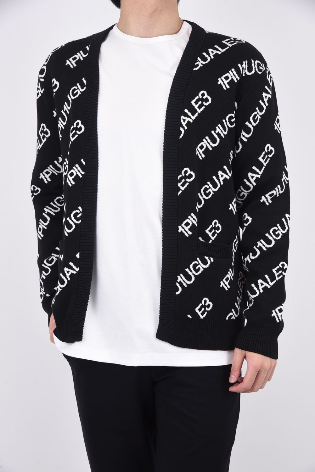 113 BUTTONLESS CARDIGAN / バイアスロゴ ボタンレス カーディガン ブラック