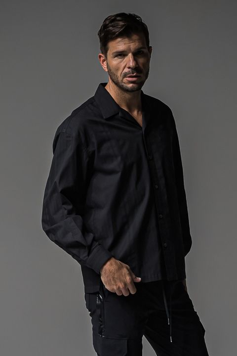 ZACK SHIRTS / Aラインシルエット オープンカラーシャツ ブラック