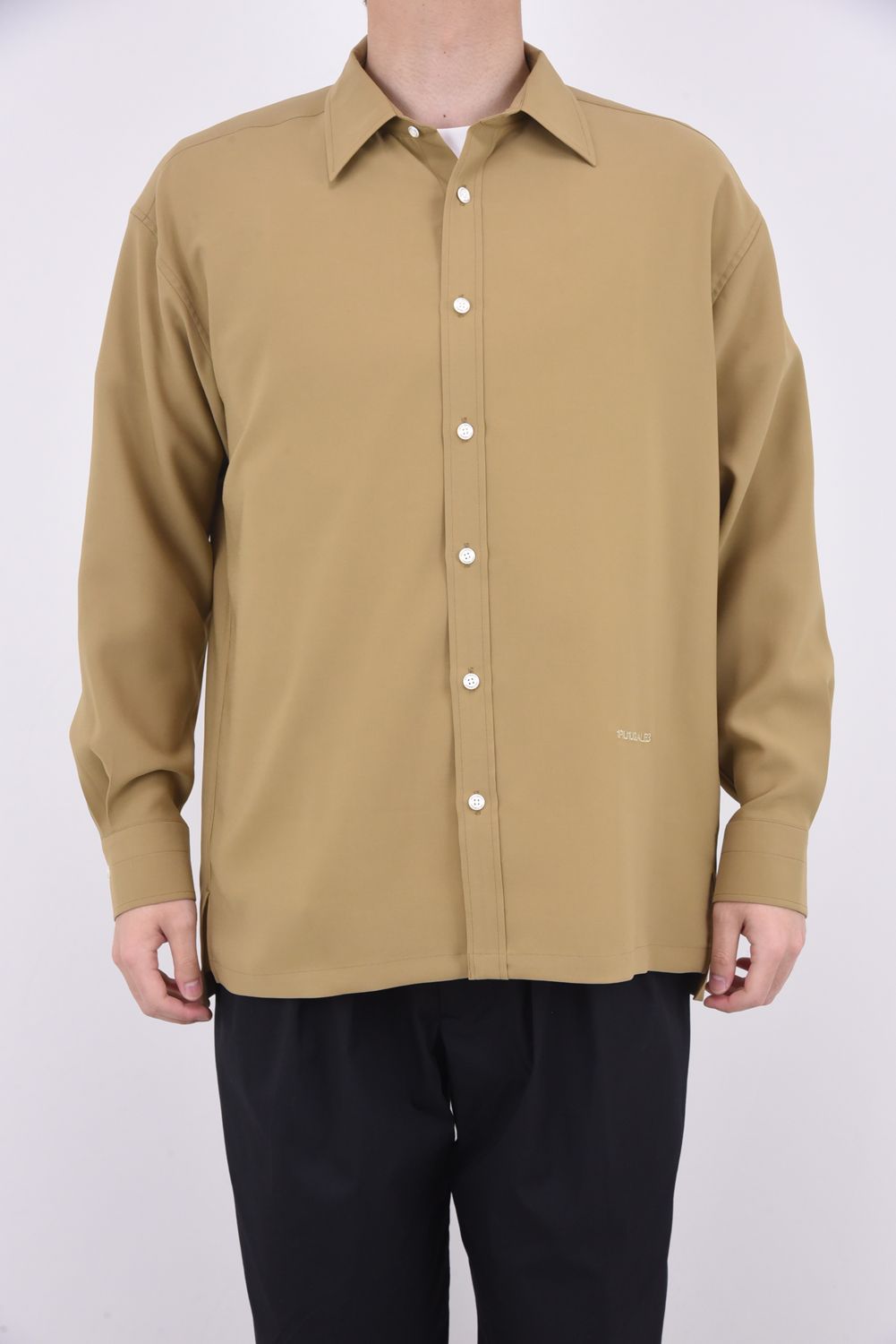1PIU1UGUALE3 - L/S BIG SHIRTS / ツイル ロゴプリント オーバー