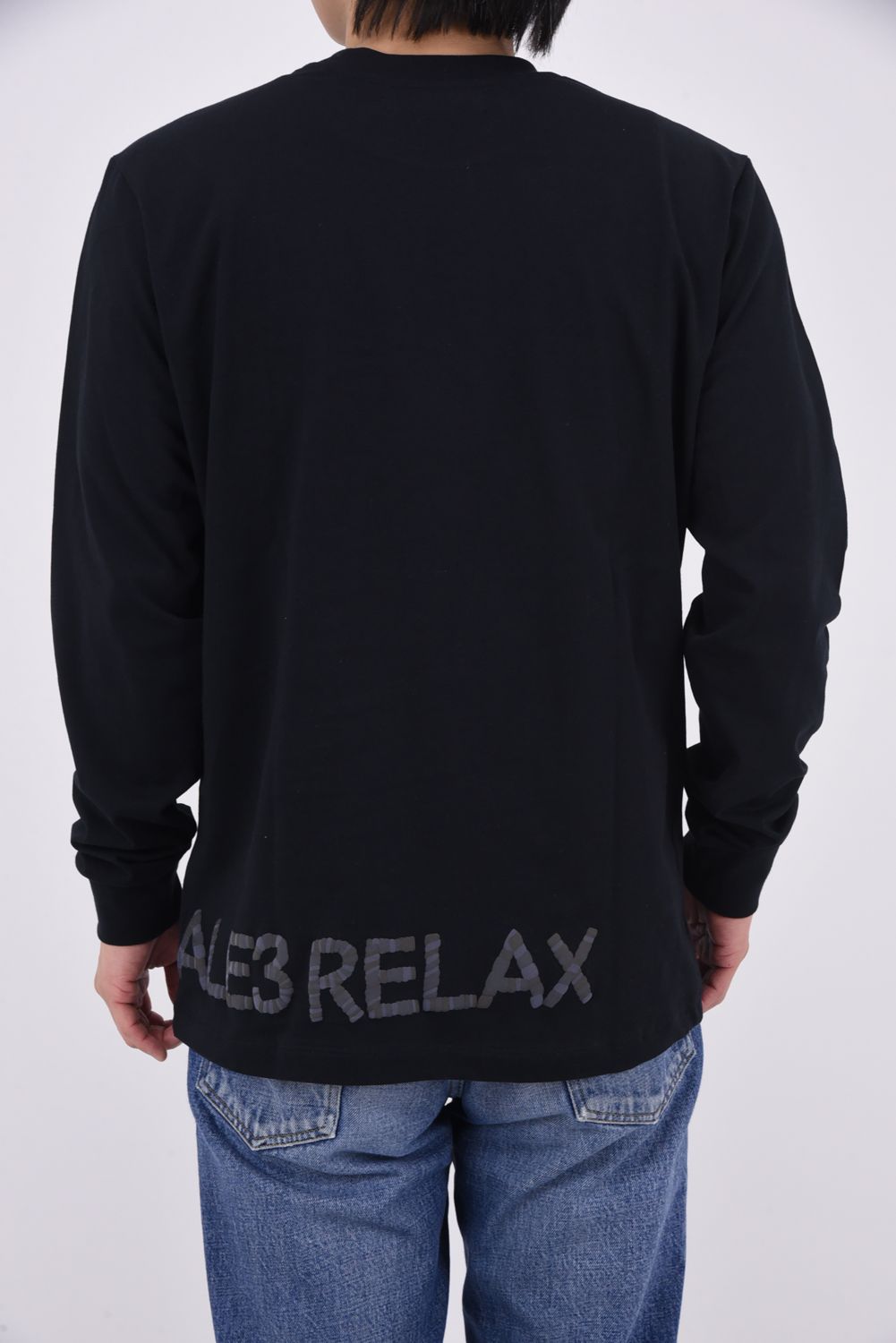 【26SS】 HAND-EMBROIDERED LOGO LONG T-SHIRT / ブランドロゴ 刺繍風プリント ロングスリーブTシャツ (ブラック)