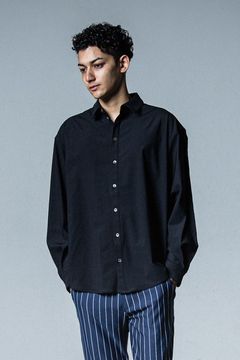 NYLON JACK SHIRTS / 【定番】 Aラインシルエット ナイロンシャツ ブラック