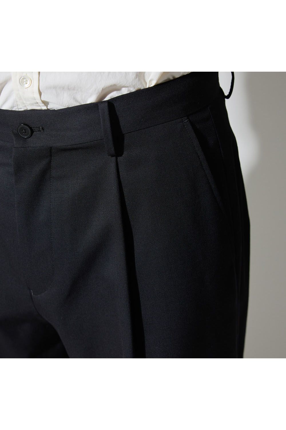1OUT-PLEATS PANTS WOOL GABARDINE / ウールギャバジン 1アウトプリーツ パンツ ブラック