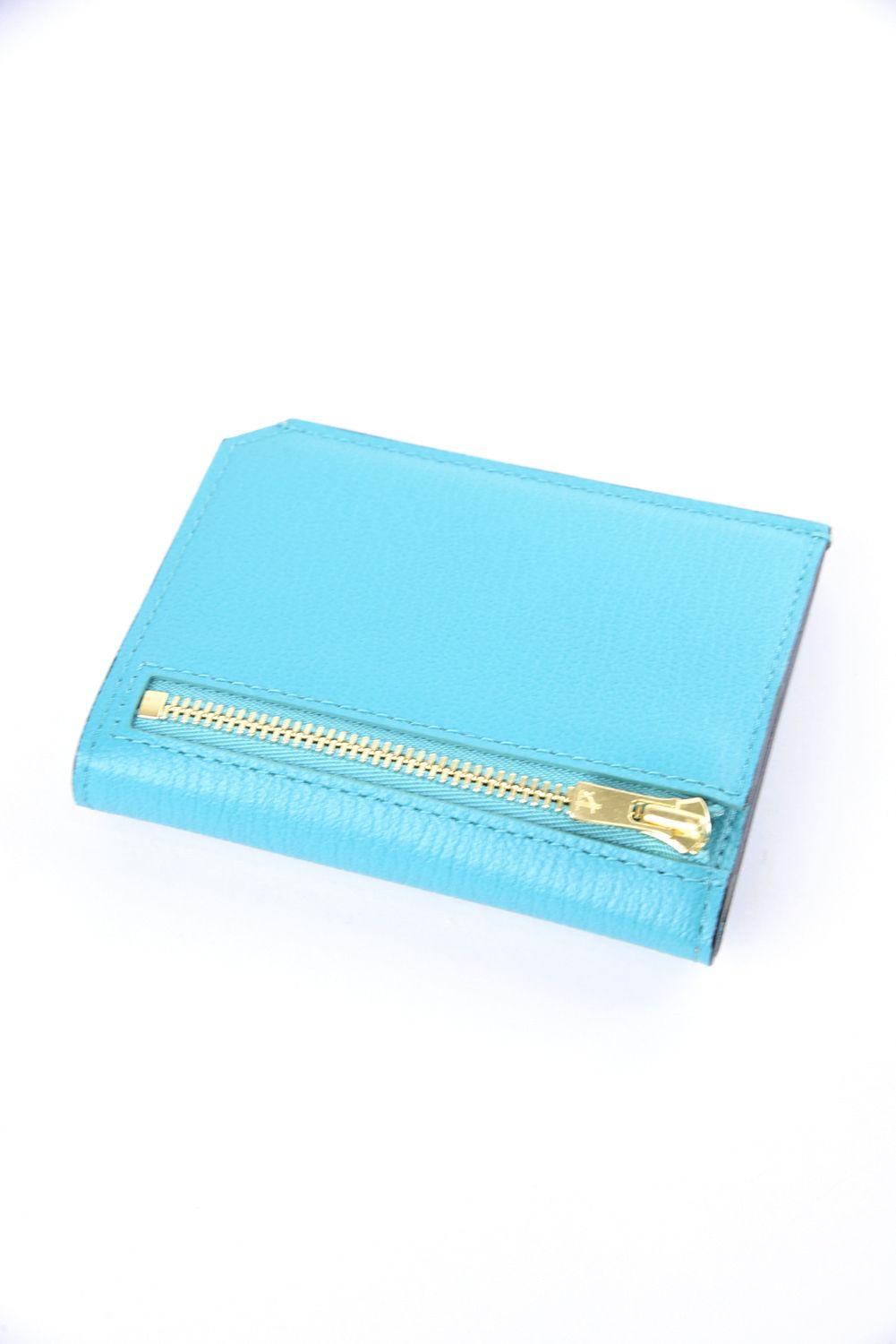 【残り1点】 CARD WALLET / LA501GT ゴートレザー 二つ折りスマートカードウォレット アクアティック / ベージュ