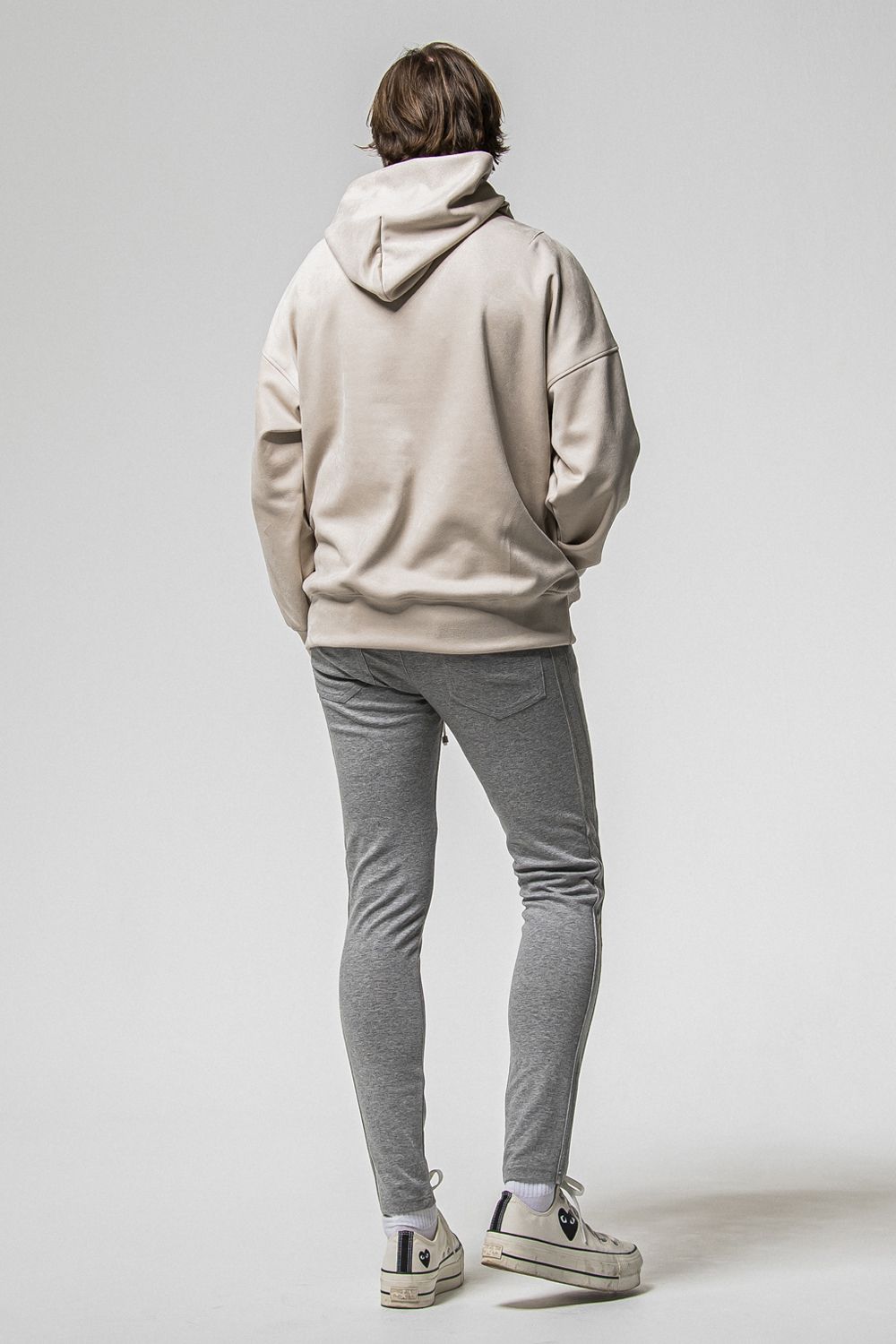 SUEDE LOOSE HOODIE / スウェード ルーズ パーカー (グレージュ) (1月上旬入荷予定) ※オーダー締切：9月1日(月)18:00