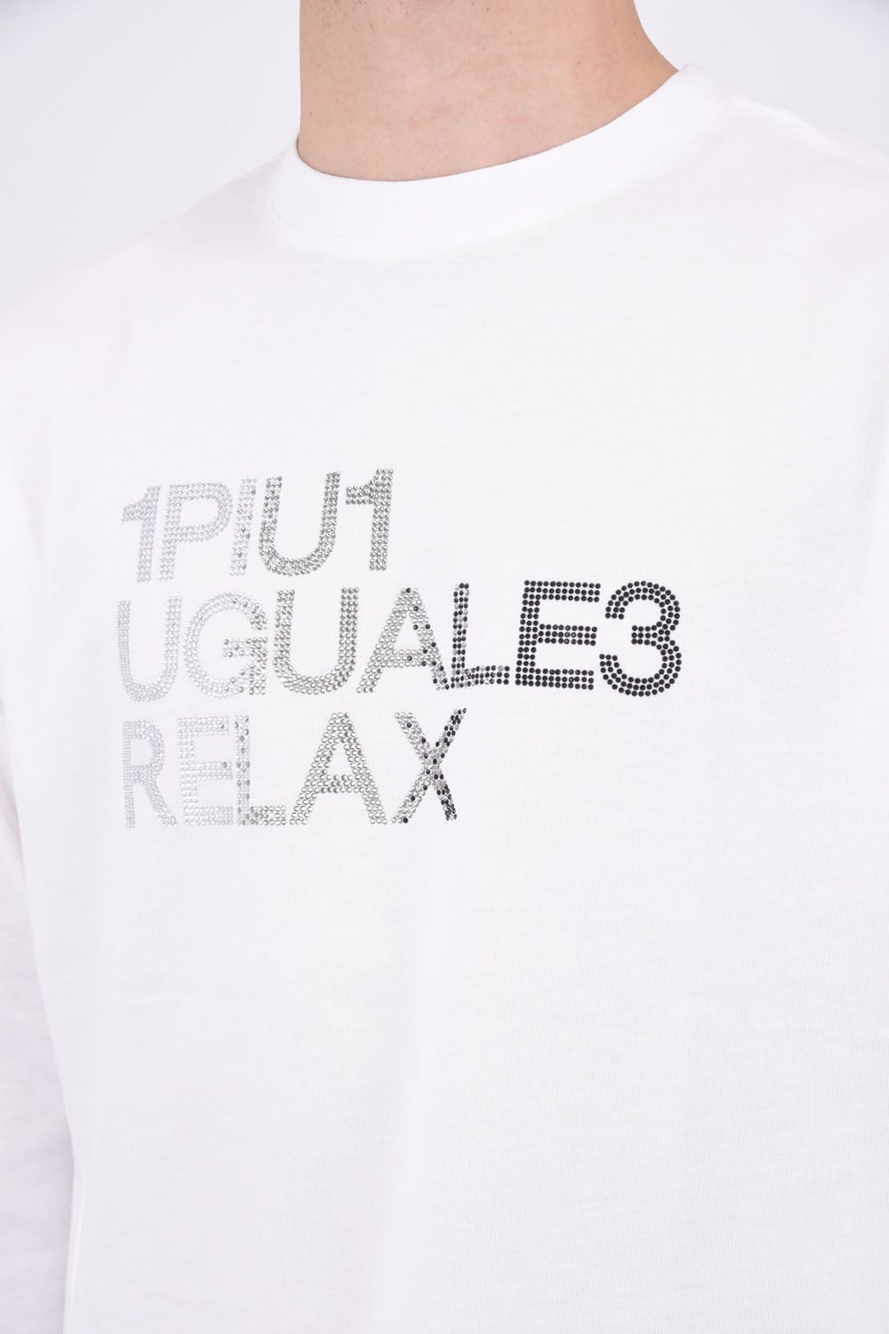 1PIU1UGUALE3 RELAX ラインストーングラデーションロゴTシャツ 1PIU1UGUALE3 RELAX - RHINESTONE LONG T-SHIRT