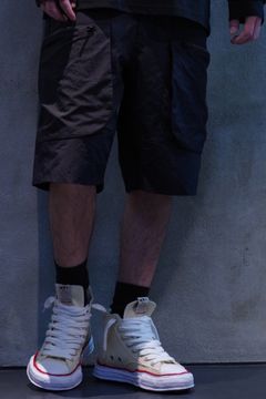 【BLK】 POLYESTER TAFFETA EASY SHORT PANTS / ガゼット付きポケット イージー ショートパンツ ブラック