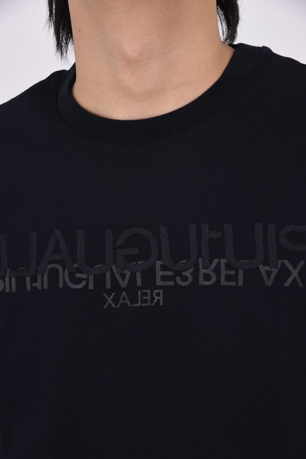 APPLIQUE LONG T-SHIRT / アップリケ ロングTシャツ (ブラック)