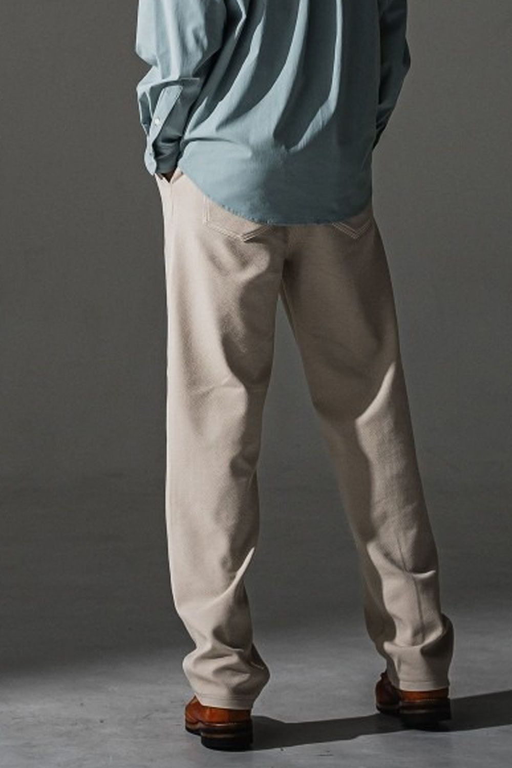 CHRIS EASY WIDE TUCK PANTS / ブリスターニット ワンタック イージーパンツ (ベージュ)