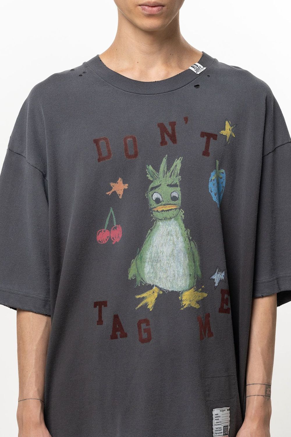 KIDS DOODLE T-shirt / キャラクタープリント 刺繍ワッペン Tシャツ (ブラック)