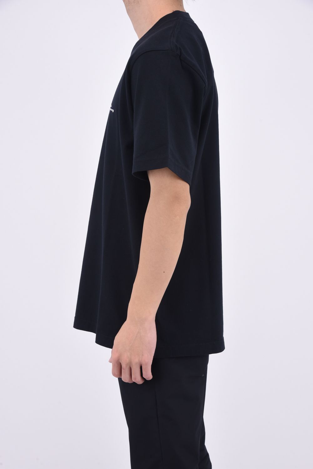 LOGO EMBROIDARY T-SHIRT / ワンポイントロゴ 刺繍  クルーネック 半袖 Tシャツ ブラック