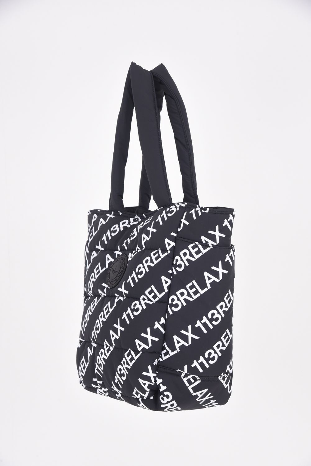 BATTING LOGO TOTE BAG / キルティング サークルロゴ トートバッグ ブラック / ホワイト