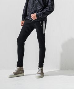 JOHNSON LINE HEAT PT / 【定番商品】 裏ボアフリース ハイブリットジャージー ラインパンツ (ブラック/ホワイト) (10月下旬入荷予定) ※オーダー締切:9月7日(月)17時