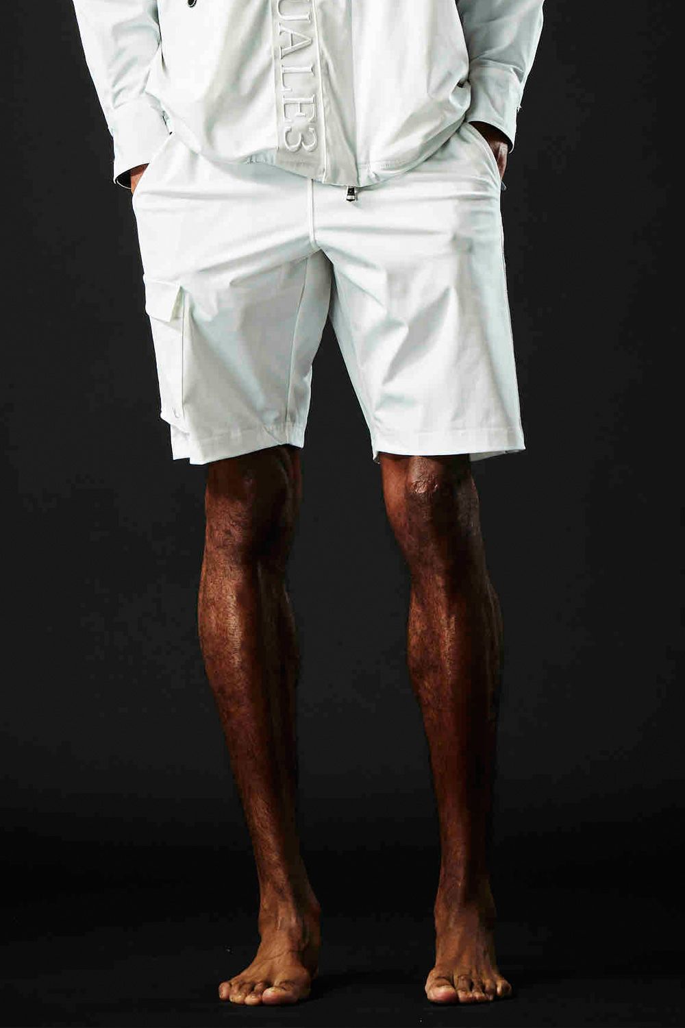 113SPORT PREMIUM COMPACT STRETCH ONESIDE CARGO SHORTS / プレミアム コンパクト ストレッチ サイドロゴ カーゴ ショートパンツ ホワイト