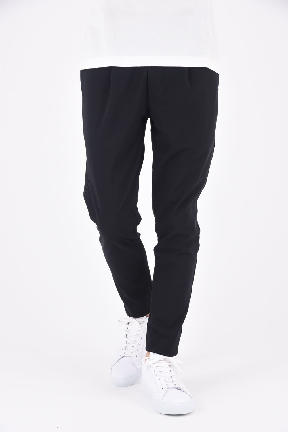 OX JERSEY SL TUCK PANTS / スラックス型イージーパンツ ブラック