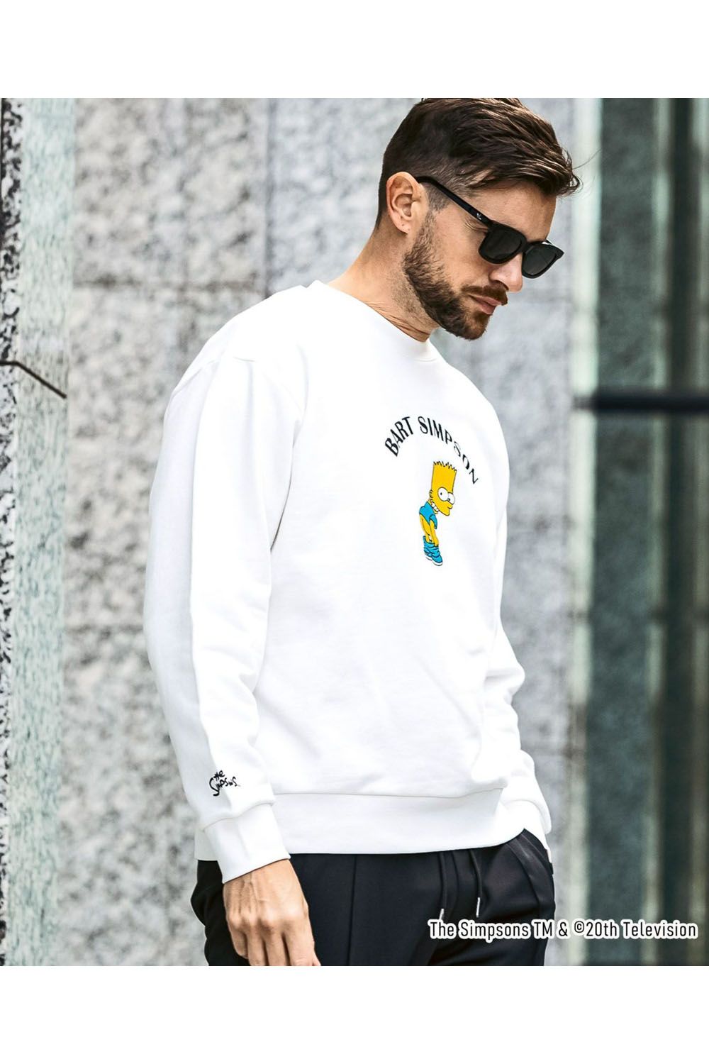 BART SIMPSON CREW NECK / シンプソンズプリント クルーネック (ホワイト)