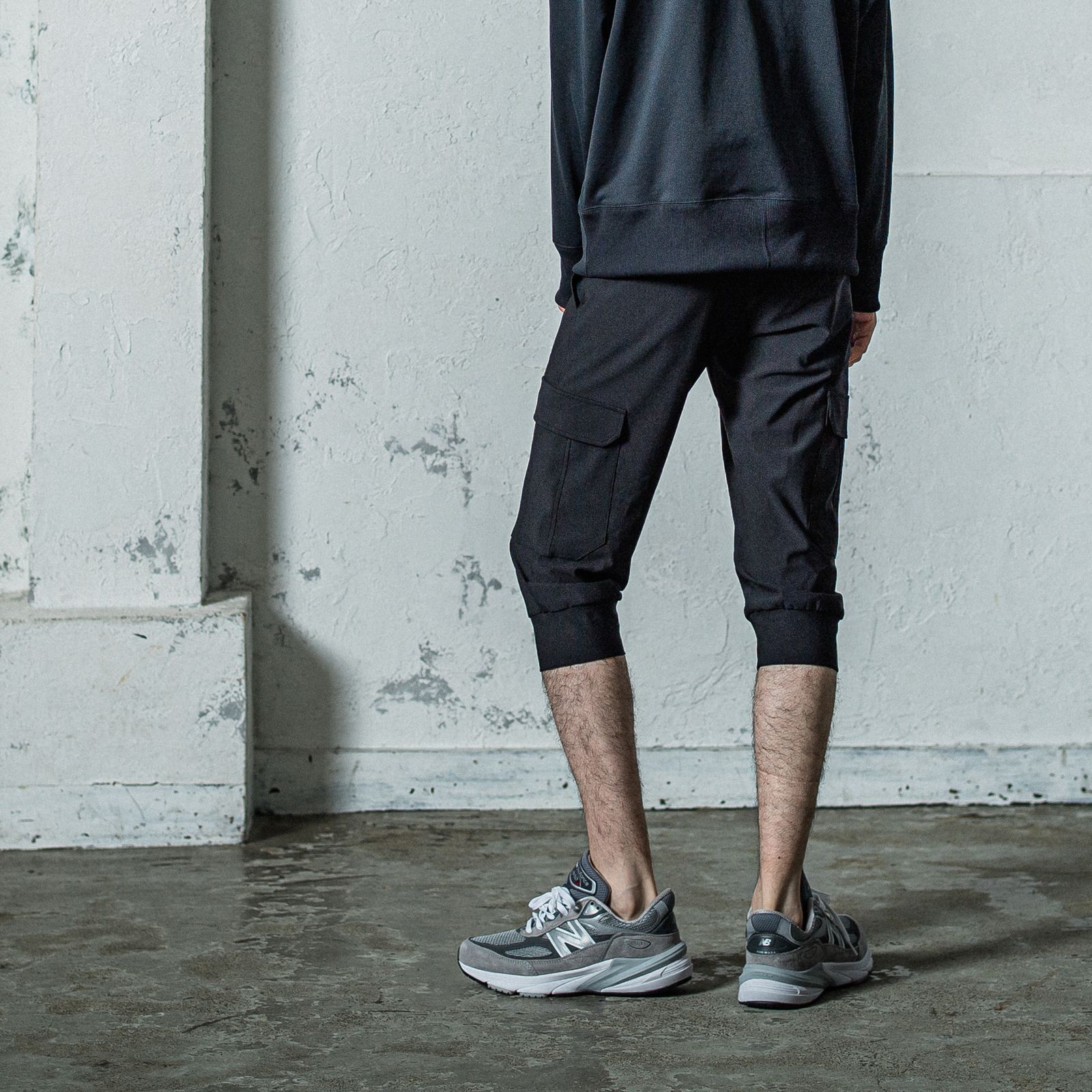 cargo cropped PT / カーゴ クロップド ジャージパンツ ブラック