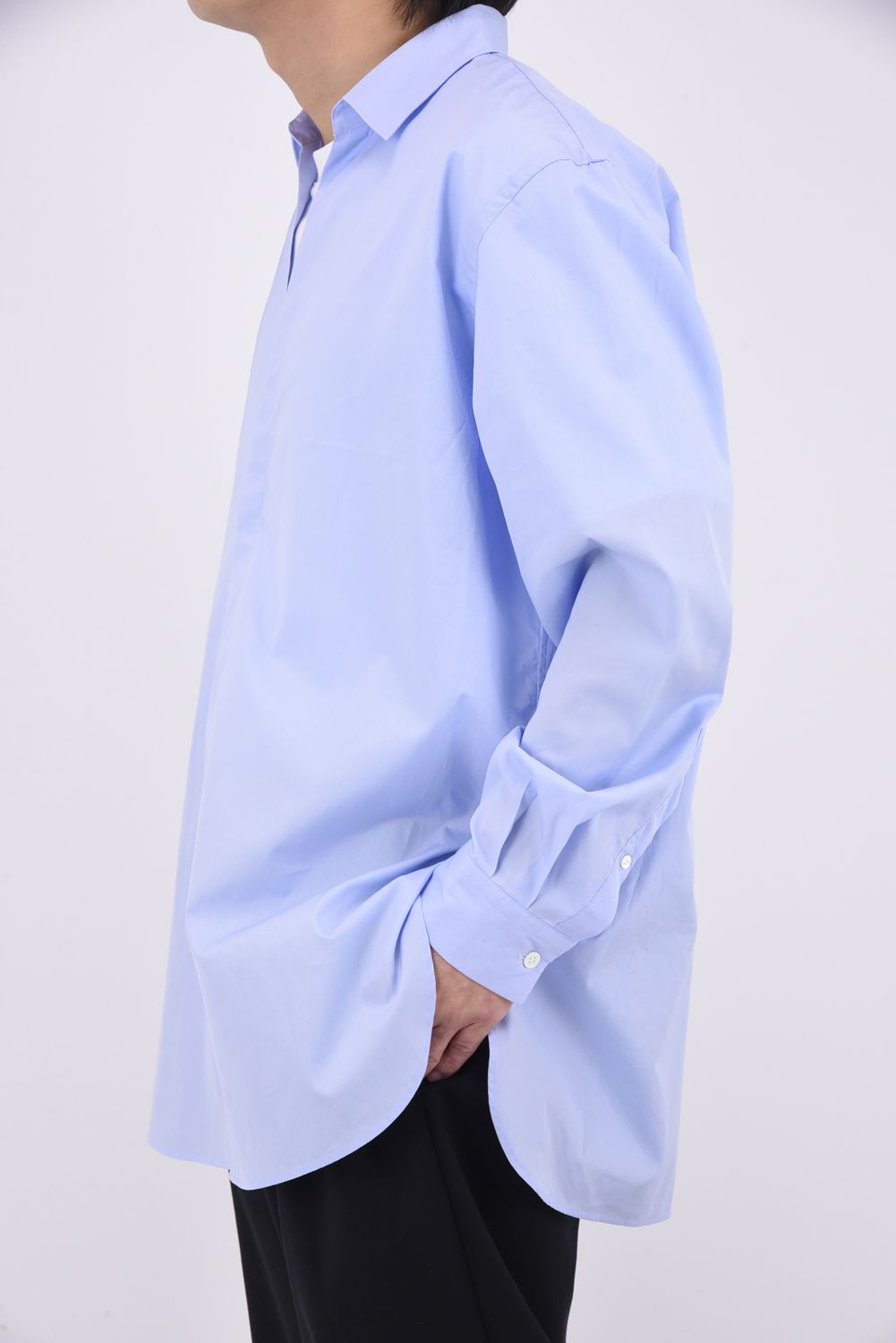 100/2 COTTON BROAD / コットンブロード スキッパーシャツ (サックス)