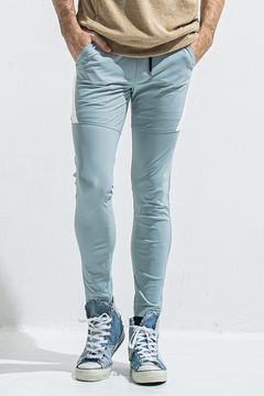 TYLER NYLON PANTS / ストレッチナイロン サイドライン タイトテーパード イージーパンツ (アクア) (5月中旬頃入荷予定) ※オーダー締切:2月15日(日)18時