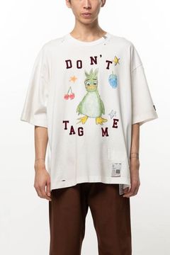 KIDS DOODLE T-shirt / キャラクタープリント 刺繍ワッペン Tシャツ (ホワイト)