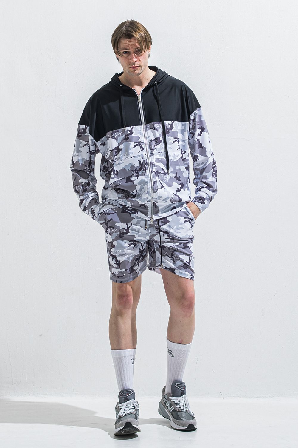 RUSH SHORTS / ラッシュガード カモフラージュ柄 ショートパンツ (ブラック) (5月末入荷予定) ※オーダー締切:2月15日(日)18時